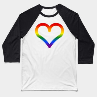 Outlined Rainbow LGBT Heart Baseball T-Shirt